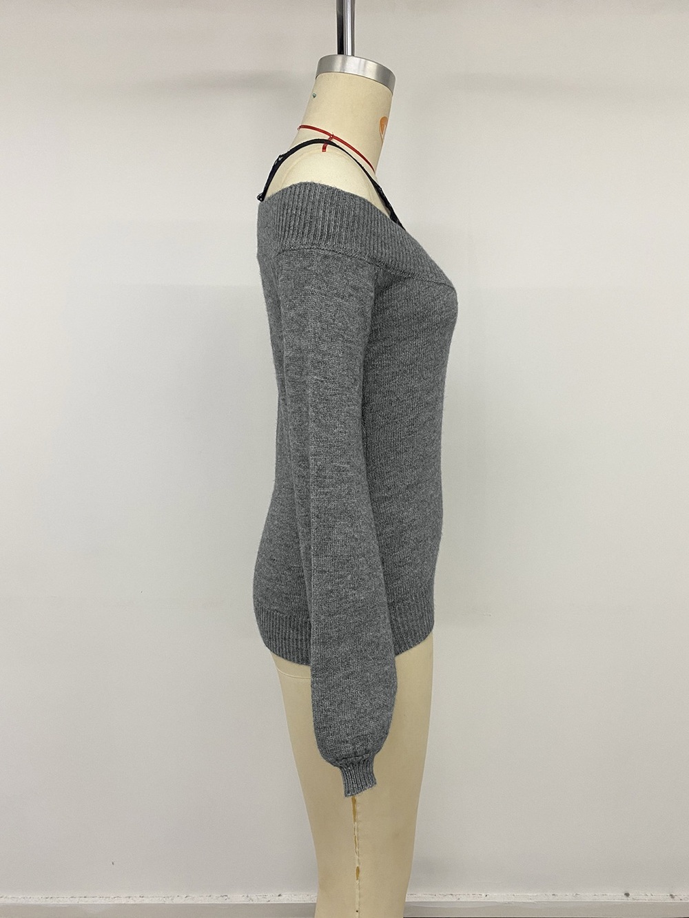 Off-Shoulder Lace Trim Sweater - Picture 8 of 14